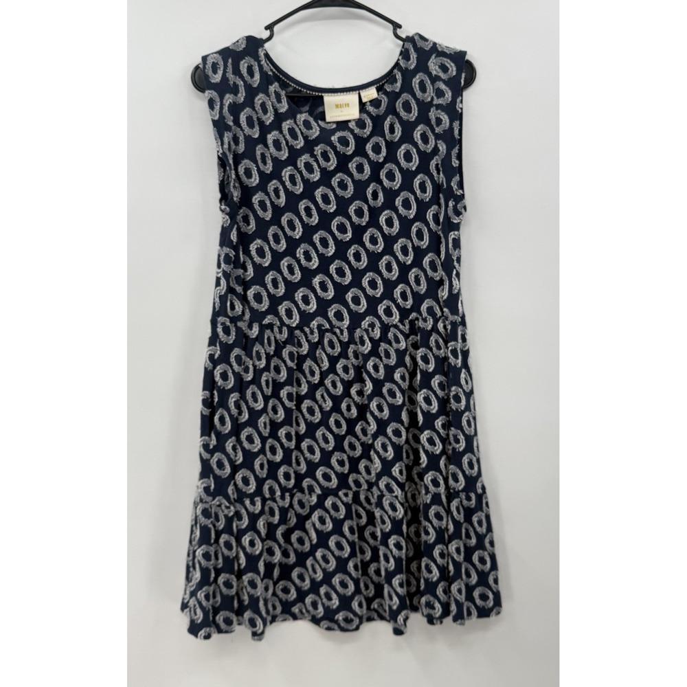 Anthropologie Maeve Size XS Lisanne Textured Tunic Cotton Shift Dress Navy Blue